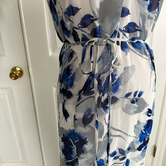 Carlotta Blue and White Floral Print Sleeveless
Maxi Dress - Picture 4 of 14